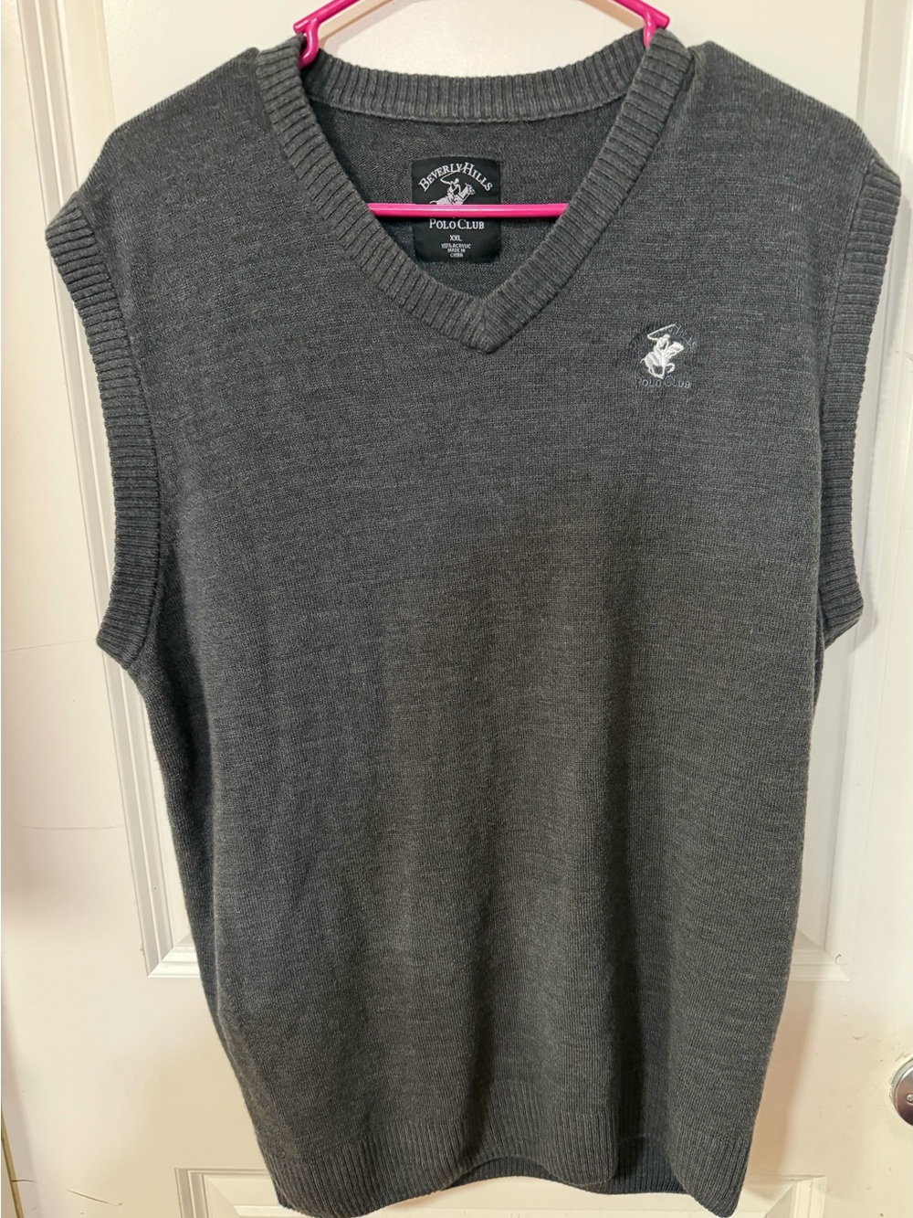 Beverly Hills Polo Club Charcoal Gray V-Neck Knit Sweater Vest
